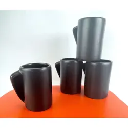 VINTAGE 70S OVERSIZED MUG, BEAUCE QUEBEC POTTERY, BLACK SATIN FINISH PRICE FOR 1