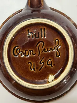 VTG HULL POTTERY SOUP MUG BROWN DRIP GLAZE CUP BOWL OVEN PROOF USA HANDLE