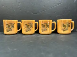 VINTAGE FIRE KING PEACH LUSTERWARE  EGGNOG 4 CUPS MUGS DEMITASSE COFFEE TEA