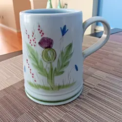 VINTAGE BUCHAN PORTOBELLO THISTLEWARE STONEWARE COFFEE TEA MUG THISTLE SCOTLAND