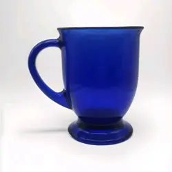 VINTAGE LARGE ANCHOR HOCKING COBALT BLUE GLASS COFFEE OR TEA MUG 16 OZ 
