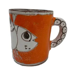 VINTAGE 1964 COFFEE MUG GIOVANNI DESIMONE ITALIAN POTTERY WHIMSICAL FISH CUP