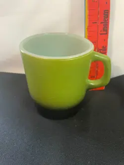 VINTAGE FIRE KING AVOCADO GREEN BLACK COFFEE MUG CUP ANCHOR HOCKING