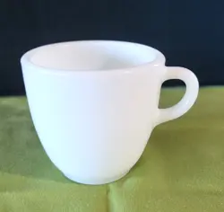 PYREX WHITE MILK GLASS COFFEE TEACUP MUG PLAIN SOLID MCM 1953 #30 VINTAGE 9 OZ