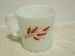 VINTAGE PYREX AUTUMN HARVEST WHEAT MILK GLASS COFFEE MUG EXC
