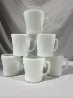 6 VINTAGE FIRE KING/ANCHOR HOCKING MILK GLASS COFFEE MUGS