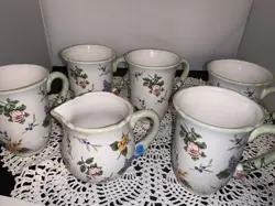 VINTAGE GARDEN PRINCESS HOUSE COFFEE MUGS 5 AND CREAMER