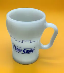 VINTAGE WHITE CASTLE FIRE-KING MILK GLASS COFFEE MUG ANCHOR HOCKING CUP NICE EUC