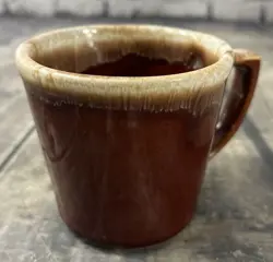 VINTAGE MCCOY USA BROWN DRIP GLAZE COFFEE MUG CUP, D HANDLE, MID CENTURY