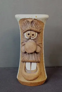 SIGNED VINTAGE UGLY FACE STONEWARE MUG