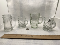 4 GLASS VINTAGE MUGS