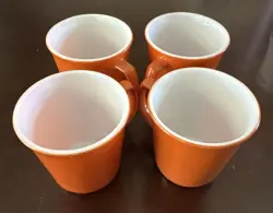 VINTAGE SET OF 5 BURNT ORANGE CORNING PYREX MUGS