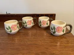 4 VINTAGE USA  FRANCISCAN DESERT ROSE SMALL COFFEE TEA MUG  2 3/4