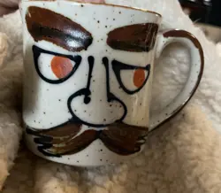 STONEWARE MUSTACHE CUP