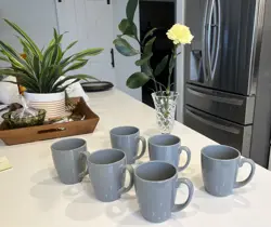 GRAY STONEWARE MUGS
