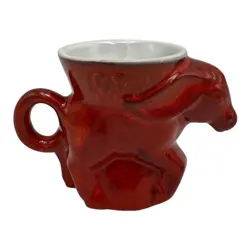 VINTAGE FRANKOMA DEM TEA COFFEE MUG 1976 RED GLAZE