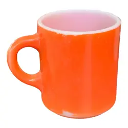VINTAGE FIRE KING ANCHOR HOCKING COFFEE MUG ORANGE STACKING MILK GLASS CUP TEA