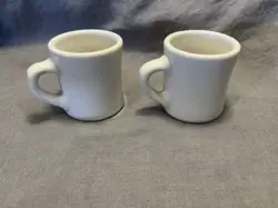 TWO VICTOR USA COFFEE MUG CUP HEAVY DINER RESTAURANT WARE CREAM VINTAGE
