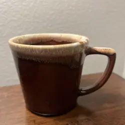 VINTAGE MCCOY USA BROWN DRIP GLAZE COFFEE MUG CUP, D HANDLE, MCM