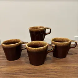 SET OF 4 VINTAGE HULL BROWN DRIP MUGS
