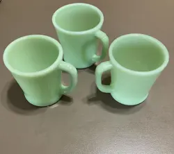 VINTAGE FIRE KING  JADEITE D HANDLE COFFEE MUGS RESTAURANT WARE SET OF 3