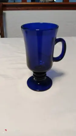 VINTAGE LIBBEY MCM  COBALT BLUE FOOTED IRISH COFFEE  / LATTE MUG