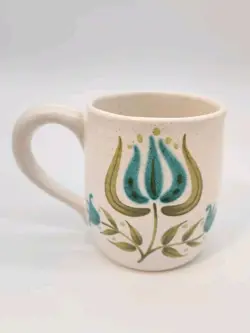 VTG FRANCISCAN TULIP TIME BLUE GREEN FLOWER COFFEE MUG RARE READ