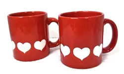 2 VTG WAECHTERSBACH WEST GERMANY WHITE LG HEART 2 COFFEE MUGS