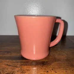 ANCHOR HOCKING FIRE KING PINK SALMON D-HANDLE COFFEE MUG CUP VTG MCM STYLE