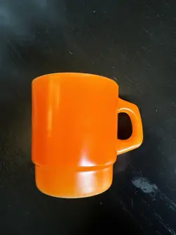 VINTAGE FIRE KING ANCHOR HOCKING ORANGE STACKING COFFEE MUG CUP MCM