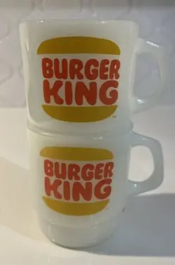 RARE VINTAGE ANCHOR HOCKING FIRE KING BURGER KING MUG