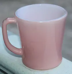 VINTAGE FIRE KING COFFEE CUP PINK D HANDLE MUG