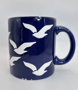 VINTAGE WAECHTERSBACH WEST GERMANY CERAMIC COFFEE MUG COBALT NAVY BLUE SEAGULL
