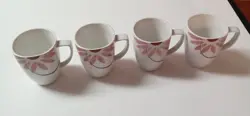 VTG CORELLE COORDINATES PRETTY PINK FLORAL MUGS COFFEE CUPS FLOWERS - SET OF 4