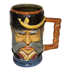 VINTAGE CAPODIMONTE SOLDIER TOBY BEER MUG SIGNED S. ORVIS HANDPAINTED ITALY 6.5