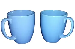 2 VINTAGE CORELLE BLUE STONEWARE COFFEE CUPS MUGS EXCELLENT CONDITION