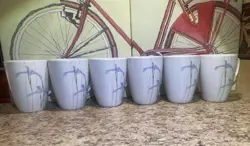 VINTAGE CORELLE SHADOW IRIS SQUARE COFFEE MUG TEA CUP SET OF 6 CORNING WARE