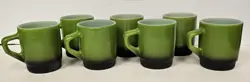 7 VINTAGE ANCHOR HOCKING FIRE KING AVOCADO GREEN MUG CUP STACKABLE MILK GLASS