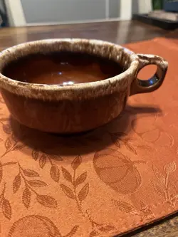 VINTAGE HULL POTTERY BROWN DRIP GLAZE SOUP MUG OVEN PROOF USA