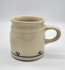 VINTAGE ROSEVILLE USA OHIO POTTERY FRIENDSHIP BLUE CREAM COFFEE MUG CUP