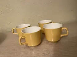 COFFEE MUGS/CUPS YELLOW/WHITE
