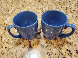 VINTAGE CORELLE STONEWARE CORNFLOWER BLUE COFFEE MUGS CUPS ~ MADE IN THAILAND