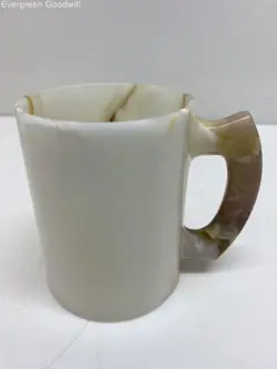 VINTAGE MEDIEVAL NATUREL STONE MARBLE STEIN MUG BEER GLASS HANDLE