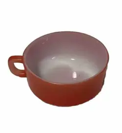 VTG ANCHOR HOCKING FIRE KING ORANGE MILK GLASS SOUP MUG D HANDLE USA