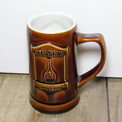 VINTAGE HALL POTTERY BARNABY'S GOOD FOOD AND DRINK BEER MUG STEIN MADE IN USA
