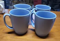 SET OF 4 VINTAGE CORELLE COORDINATES STONEWARE COFFEE CUPS MUGS LIGHT BABY BLUE