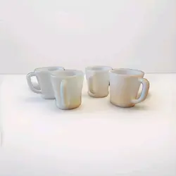 VINTAGE FIRE KING COFFEE D MUGS - SET OF 4  - PLAIN MILK GLASS
