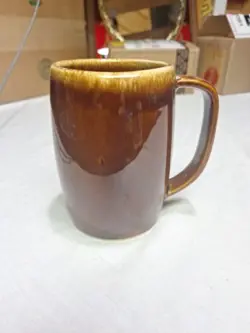 VINTAGE HULL OVENPROOF USA MIRROR BROWN DRIP GLAZE LARGE MUG 5