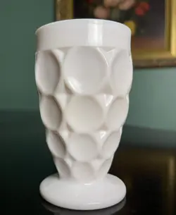 VINTAGE JEANETTE SHELL PINK MILK GLASS - JUICE GLASS THUMB PRINT - REPLACEMENT 