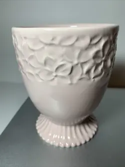 VINTAGE~GRACE~TEA WARE~PINK~PEDESTAL~CERAMIC~FLORAL~MUG~12OZ~EMBOSSED